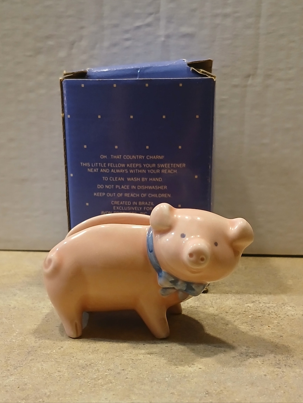 Avon Pink Ceramic Pig Note Card Holder